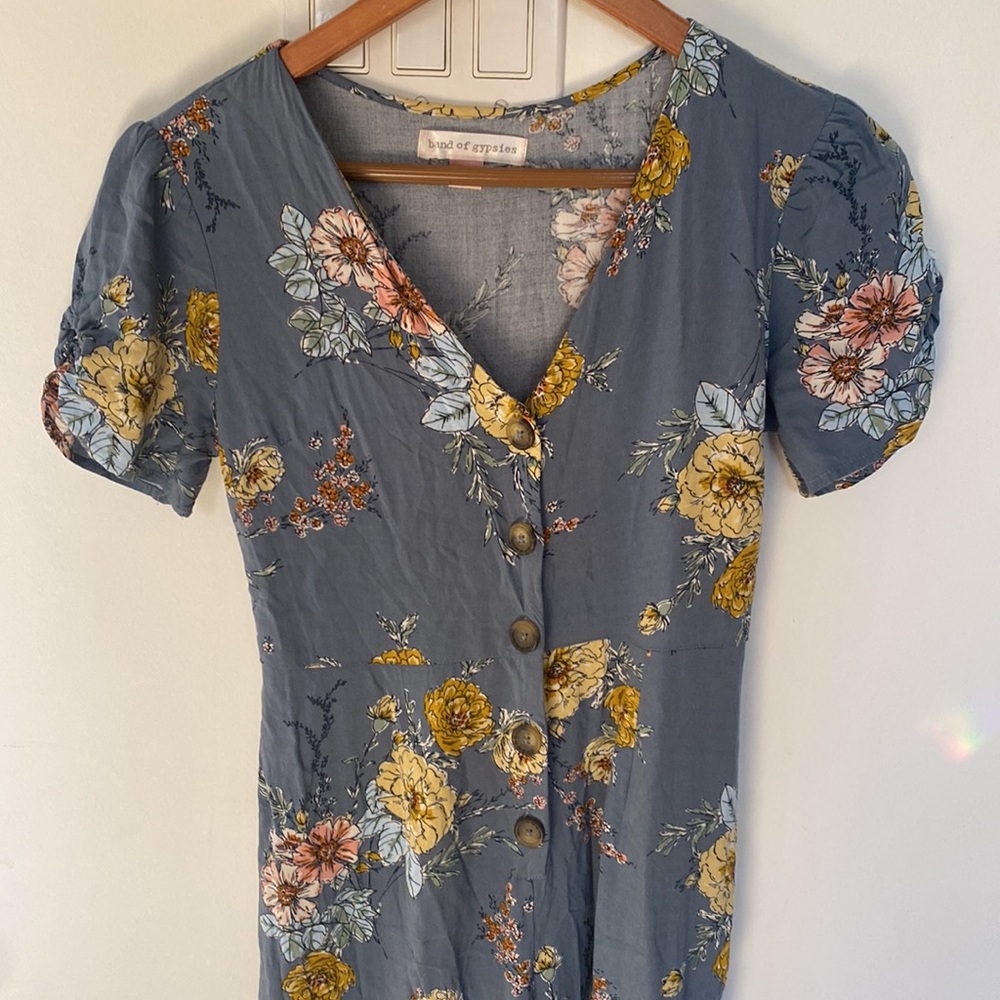 Blue floral jumpsuit / romper - Picture 4 of 4